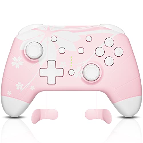 Mytrix Wireless Controller for Windows PC iOS Android Steam Deck, Bluetooth Controller with Programmable Buttons, Turbo & Vibration - Pink - color: Light Pink