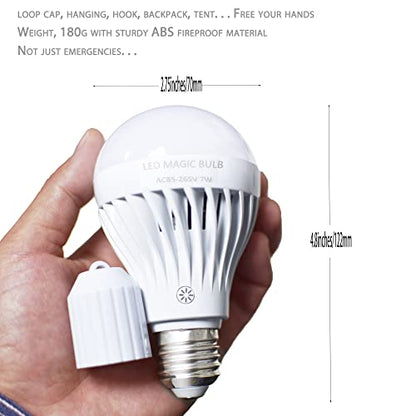 BSOD AC 85-265V 7W LED Magic Bulb with Remote Controller Cool White Emergency Light with Rechargeable Built-in Battery E27 Lamp for Home Indoor Lighting (White 2 Pack) - color: White 2 Pack