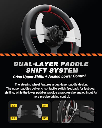 PXN V10 PRO Direct Drive Sim Racing Wheel and Pedals for PC, Xbox, PS4 | 3.2Nm Direct Drive Force Feedback, 10.6-Inch Detachable D-Shape Wheel, 4 Paddle Shifters, Hall-Effect Pedals, 17 Buttons