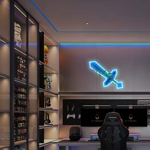 Sword Neon Sign Game Neon Sign for Wall Art Decor, USB Gaming LED Lights for Bedroom Man Cave Kids Room Party Dedcoration, Gifts for Boys Game Lovers