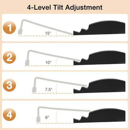 Acrylic Keyboard Stand w/Silicone Wrist Rest Adjustment, Ergonomic | 4-Level Height, Wrist Rest Set 16.9 x 5.7",Computer Keyboard Riser, for Easy Typing Office, Gaming, Home Desks, Clear & Black