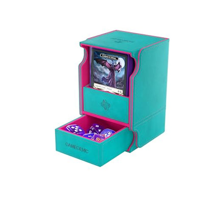 Gamegenic Watchtower 100+ XL Convertible Deck Box - Teal/Pink Color | Double-Sleeved Card Storage, Card Game Protector, Nexofyber Surface, Holds Up To 100 Cards, Teal/Pink Color