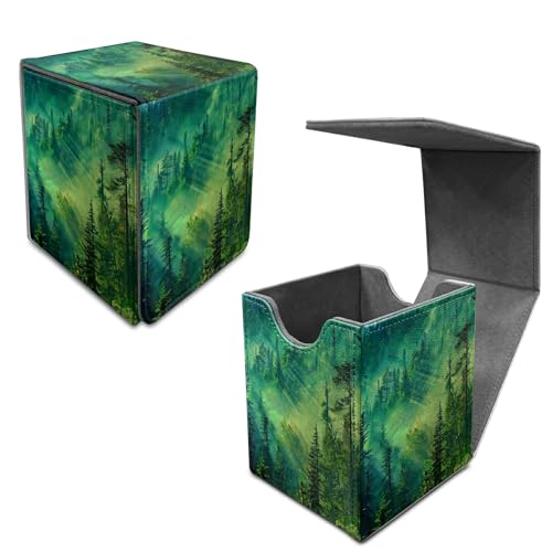 Forest Deck Box, MTG Commander Case for Trading Cards, 100+ Sleeved With PU Leather Magnetic Storage Box for TCG CCG Magic - color: 554