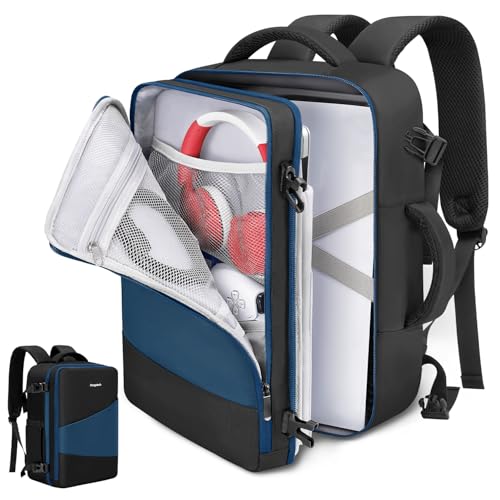 Deegotech Travel Case Compatible with PS5/PS5 Pro/PS5 Slim, Gaming Backpack | Water-resistant Carrying Case Compatible with Playstation 5 Console, Disc, Controllers, Accessories and 15.6" Laptop, Blue - color: Blue