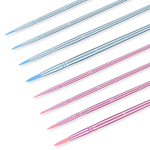 8Pcs Fine Paint Brushes for Detail, Small Paint Brush Miniature Fine Tip | Nylon Fine Detail Paint Brushes for Painting, Paints by Number Brush for Acrylic Oil Watercolor Canvases Rock Body Face Nail
