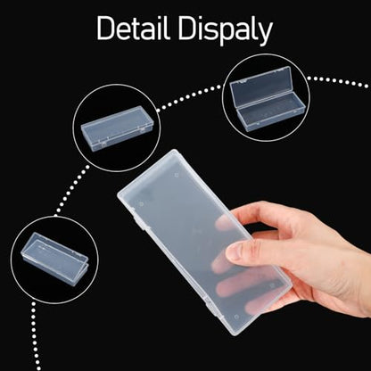 Ptwola 3pcs Mini Plastic Storage Containers Box with Hinged Lid, 6.1x2.5 Inches Small Rectangle Dustproof Clear Beads Organizer Case for Collecting Craft Small Items Jewelry Business Cards Game Pieces