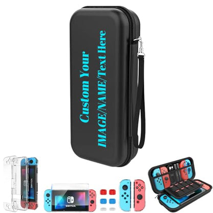 WOWTIFY Custom Switch Carrying Case For Nintendo Switch/OLED with Photo,Name,Personalized Picture Portable Travel Carry Cover for Console & Accessories with 8 Games Cartridges