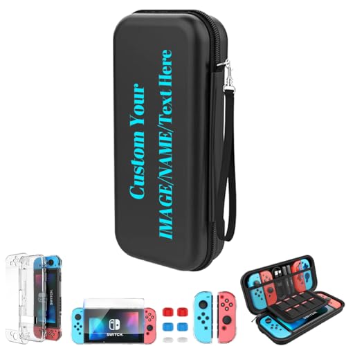 WOWTIFY Custom Switch Carrying Case For Nintendo Switch/OLED with Photo,Name,Personalized Picture Portable Travel Carry Cover for Console & Accessories with 8 Games Cartridges