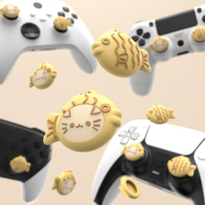 PlayVital Cute Thumb Grip Caps for Nintendo Switch 2 Pro, Switch Pro Controller, Joystick Caps Cover for ps5, Edge, ps4, Xbox Series X/S, Xbox One, Elite Series 2 Controller - Taiyaki Kitten - color: Taiyaki Kitten