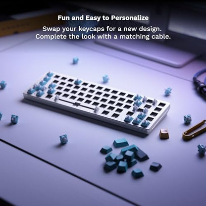 GLORIOUS Gaming GMMK 2-65 Percent Keyboard - White Custom Layout - Compact Low-Profile - Hotswap w/Cherry Mx Style Switches - Incl. Double Shot Keycaps & Linear Switches - color: White, size: Prebuilt Compact (65%)