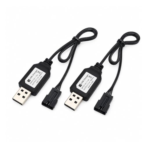 SM-4P USB Charger Cable Replacement for RC Car, RC Boat 7.4V Charger Plug, USB Charging Cable - 2Pack