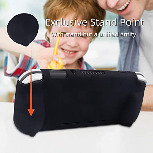 Silicone Protective Case for Nintendo Switch Lite, Soft Grip Case Cover with Comfort Ergonomic Handles for Nintendo Switch Lite 2019 [Self Stand][4 Thumb Stick Caps] (Black) - color: 실리콘-블랙