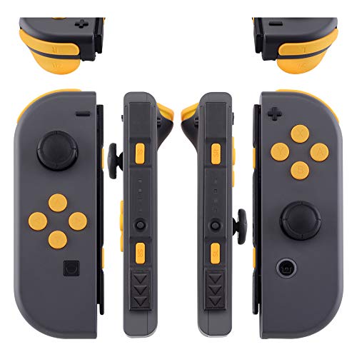 eXtremeRate DIY Full Set Buttons for Nintendo Switch & Switch OLED, Custom Replacement Buttons for JoyCon, ABXY Direction Keys SR SL L R ZR ZL + - Home Capture Trigger Buttons Springs - Caution Yellow - color: Caution Yellow