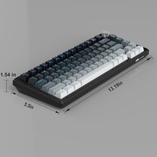MageGee 75% Mechanical Gaming Keyboard, Compact Blue Backlit Wired Gaming Keyboards with Linear Red Switches, Knob Control, STAR75 Portable NKRO PC Gaming Keyboard - Gradient Gray - color: Gradient Gray - Red Switch
