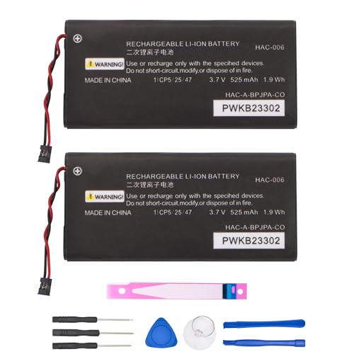 2 Pack HAC-006 Battery, Upgraded 525mAh Replacement JoyCon Battery for Nintendo Switch HAC-015 HAC-016 Left & Right Joy-Con Controller