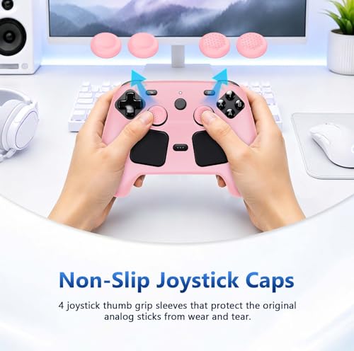 Case Cover Compatible with Steam Controller 2 2026, Soft Silicone Protector Cover Skin Case for Steam Controller 2 with Thumb Grip Caps, Anti-Scratch, Shockproof (Pink) - color: Pink