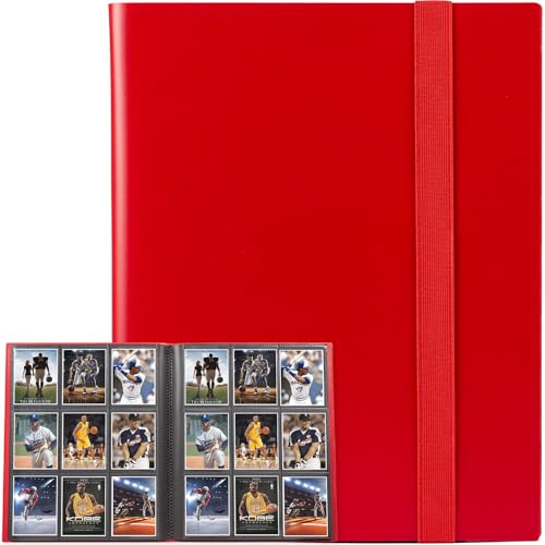 GEAoffice Card Binder, 9 Pockets Trading Card Album Folder, 360 Side Loading Pocket Binder for MTG and Other TCG, Red - color: Red, size: Medium-9 Pockets
