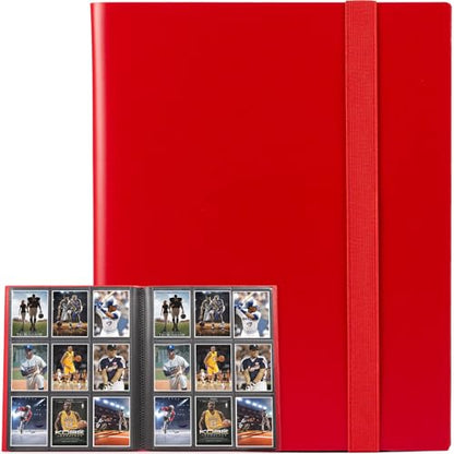 GEAoffice Card Binder, 9 Pockets Trading Card Album Folder, 360 Side Loading Pocket Binder for MTG and Other TCG, Red - color: Red, size: Medium-9 Pockets