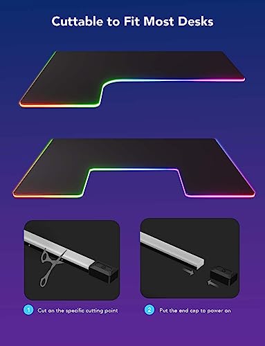 Govee RGBIC Neon Rope Lights for Desks, 16.4ft LED Gaming Desk Lights | Neon LED Strip Lights Syncing with Razer Chroma, Support Cutting, Smart App Control, Music Sync, Adapter (Only 2.4G Wi-Fi) - size: 16.4ft