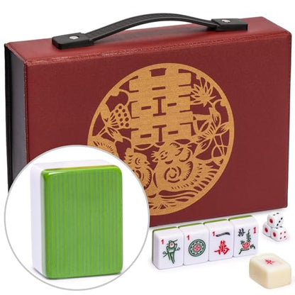 Yellow Mountain Imports Chinese Mahjong Set – Rouge Oasis – 146 Small Tiles for Chinese-Style Play [竹林綠洲」中國麻將]