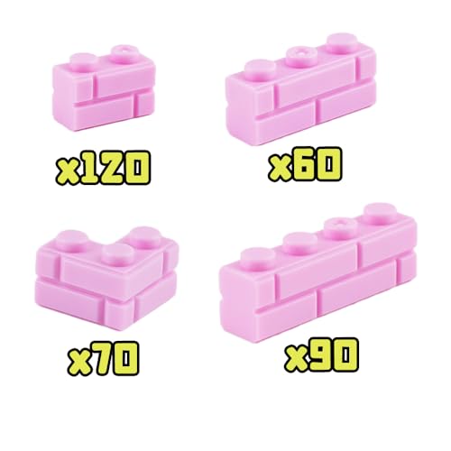 Masonry Bricks Wall Building Accessories: 340PCS Classic Masonry Profile Block Parts and Pieces Creative Construction Bulk,MOC Friends House Castle Pieces (Pink) - color: Pink