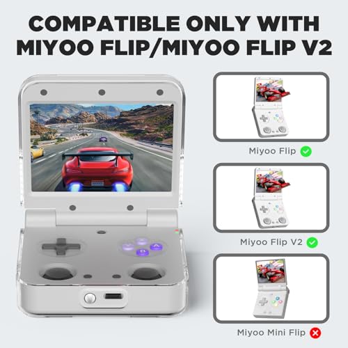 Slim Hard PC Case for Miyoo Flip/Miyoo Flip V2 Handheld Gaming Console, Shockproof Waterproof Protective Cover - Scratch Resistant, Ultra Lightweight (Transparent) - color: Transparent