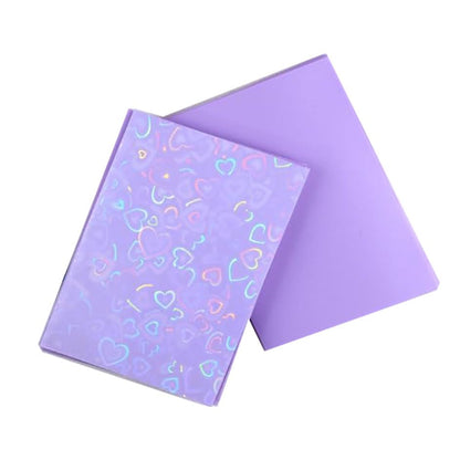 ONLYKXY 100pcs Soft Clear Plastic Heart Glitter Bag Storage Pouch Laser Sleeve Cover Pocket Holder Holographic Photo Protector Top Loader for 3in Trading Card Coin Jewelry (Purple) - color: Purple