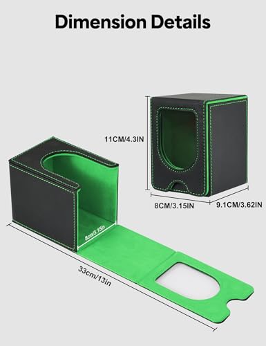 MTG Commander Deck Box, MTG Card Box with See-Through Window, Magnetic Closure Holds 100+ Double-Sleeved Cards TCG Cards(Black&Green) - color: Black&Green