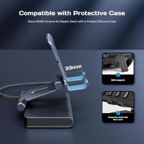 6-in-1 Docking Station for Nintendo Switch 2 & Steam Deck - 4K@60Hz HDMI, 100W PD Fast Charge, 3xUSB 3.0 Ports, 1Gb Ethernet - Aluminum Alloy Adjustable Stand for Switch 2/OLED/Steam Deck/Legion Go