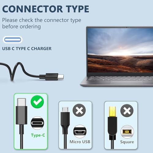 100W Universal USB-C Power Adapter Fast Charger, Compatible with Mac Book Pro/Air 16, 15, 14, 13 Inch,Mac Book Air 13 Inch 2026 2025 2024, Lenovo, Acer, Dell, Asus - color: Black