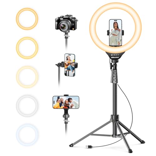 UBeesize 12'' LED Ring Light with 62'' Tripod Stand, Selfie Ring Light for Video Recording, Live Streaming, TikTok & YouTube, Compatible with iPhone & Android (Black) - color: Black, size: 12-in
