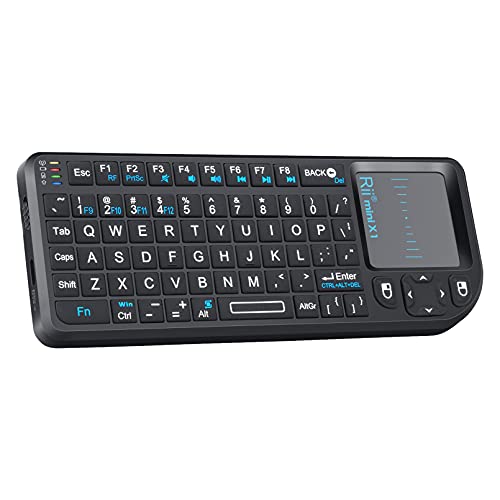 Rii 2.4G Mini Wireless Keyboard with Touchpad Mouse,Lightweight Portable Controller with USB Receiver Remote Control for Windows/ Mac/ Android/ PC/Tablets/ TV/Xbox/ PS3. X1-Black .