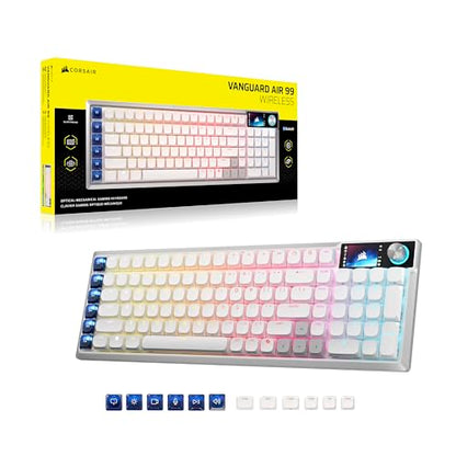 Corsair Vanguard AIR 99 Wireless RGB Gaming Keyboard – US QWERTY – White | 99% Layout, Low-Profile, Optical-Mechanical, OPX Switches, 8000Hz, Stream Deck Integration, Flashtap SOCD - color: White