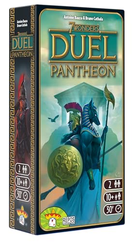 Asmodee 7 Wonders Duel Pantheon Board Game Expansion - Intense Two-Player Battles in the Ancient World, Strategy Game for Kids and Adults, Ages 10+, 2 Players, 30 Minute Playtime - style: Ancient Mediterranean Civilization, Intense, Immersive, Vibrant