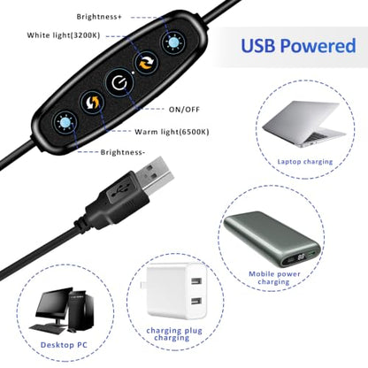 Video Conference Lighting Kit, Ring Light for Monitor Clip On | for Remote Working, Distance Learning,Zoom Calls, Self Broadcasting and Live Streaming, Computer Laptop Video Conferencing - size: 5 Inch