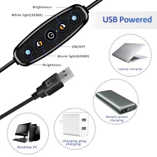 Video Conference Lighting Kit， Ring Light for Computer | Clip on Light Reading Lights, 360 ° Flexible Gooseneck Bed Night Light ， Laptop Video Conferencing - size: 6 Inch