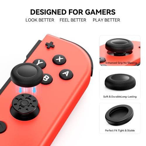 NEWDERY Replacement Thumb Grips for Nintendo Switch/OLED/Lite | 10PCS, Anti-Slip, Diamond Texture, TPU Grip Caps, Joystick Covers, Repair Accessories, for Nintendo Switch/OLED/Lite Joy-Con