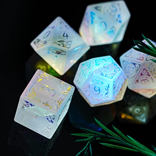UDIXI Prism Glass Dice Set, Frosted Rainbow Glass Dice for Tabletop Games | Premium Gift Box, DM Gift, for Dungeons and Dragons Role Playing Games - color: Sandblasted Prism