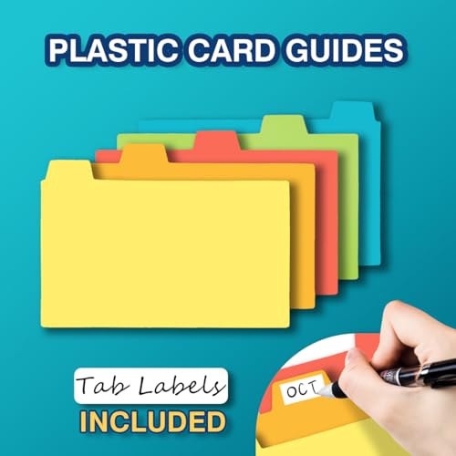 H4D Index Card Holder 3x5 Inches with 25 Plastic Dividers, Clear - color: Clear, size: 3x5 inch