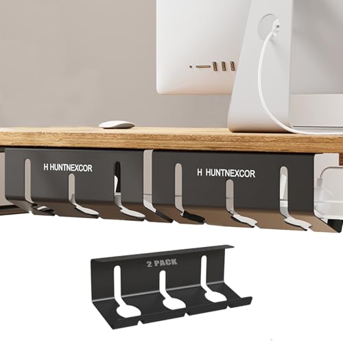 Under Desk Cable Management Tray,17" Cable Organizer,Power Strip Holder | Large Capacity Cable Storage，Easy Mount(Black 2 Sets),Desk Wire Management for Easy Access, Metal Cord Organizer for Desk - size: 17''-2 Piece Set
