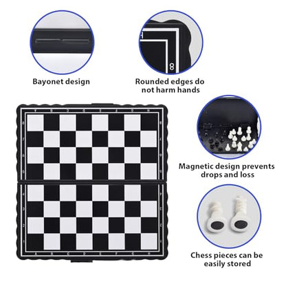 8-in-1 Mini Magnetic Chess Game Set with Portable Folding Magnet Board Pocket Games, Family Trips Camping Activities Party Games for Kids and Adults