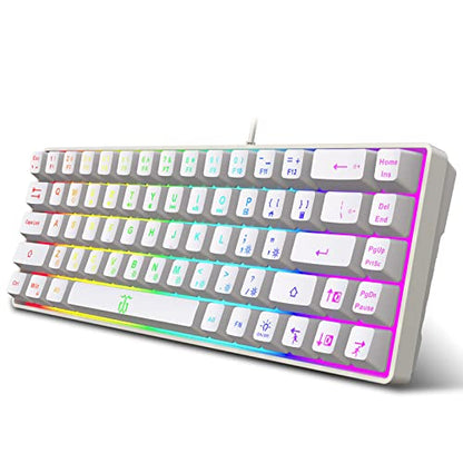 Snpurdiri 60% Percent Gaming Keyboard (68 Keys, White) | Compact RGB Backlit Ergonomic Small Mini Keyboard for Windows, PC, Laptop, Gaming - color: White