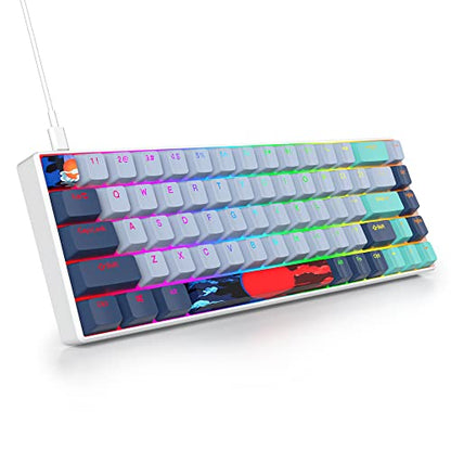 Owpkeenthy 65 Percent Mechanical Gaming Keyboard Hammerhead Shark with Red Switch Ultra Compact RGB Wired 60% Gaming Keyboard N-Key Rollover for PC Gamer Box PS - color: Hammerhead Shark/ 68 Red Switch