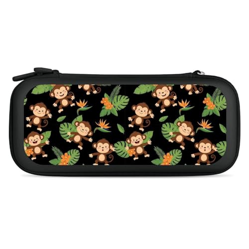 PPIKTC Hard Shell Carrying Case with 15 Game Card Slots, Protective Bag Compatible with Nintendo Switch, Green Leaves Cute Funny Monkey - color: Design (218)