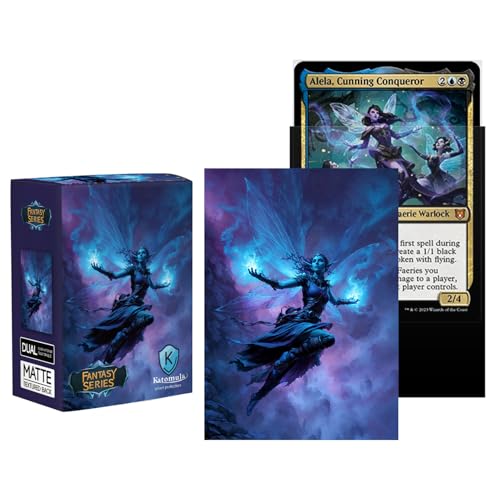 Katomula 100 MTG Card Sleeves with 100 Inner Sleeve, Textured Back Art Sleeves, Fit Standard Size Cards-Fairy Warlock