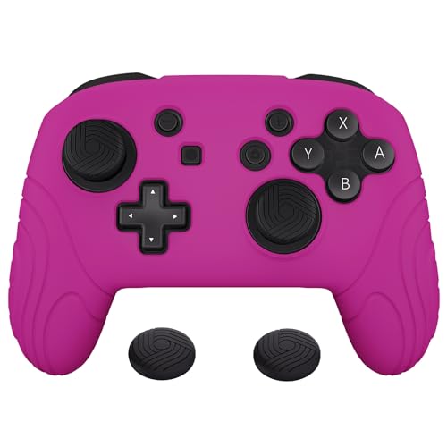 playvital Samurai Edition Ergonomic Silicone Skin Protective Case for Nintendo Switch Pro, Soft Anti-slip Controller Grip Protector for Nintendo Switch Pro with Thumb Grips - Neon Purple - color: Neon Purple