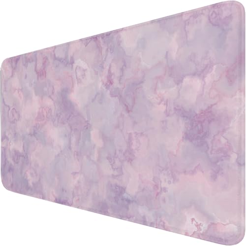 Large Extended Gaming Mouse Pad with Stitched Edges, (31.5X15.7In) Durable Non-Slip Natural Rubber Base, Waterproof Computer Keyboard Pad Mat for Esports Pros/Gamer/Desktop/Office/Home, Marble Purple - color: Marble Purple, size: 31.5L x 15.6W inches