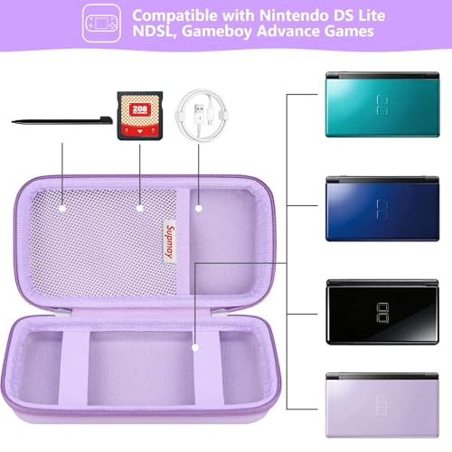 Supmay Hard Carrying Case Compatible with Nintendo DS Lite NDSL, Gameboy Advance Games Storage Holder Travel Bag with Mesh Pocket for USB Charging Cable, Stylus, Earphones, Game Cartridge, Purple - color: Purple
