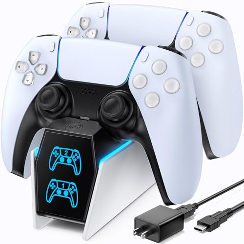 OIVO PS5 Controller Charger with Fast Charging AC Adapter, PS5 Controller Charging Station Stand for PlayStation 5, Docking Station Replacement for PS 5 Accessories Kits - color: Black