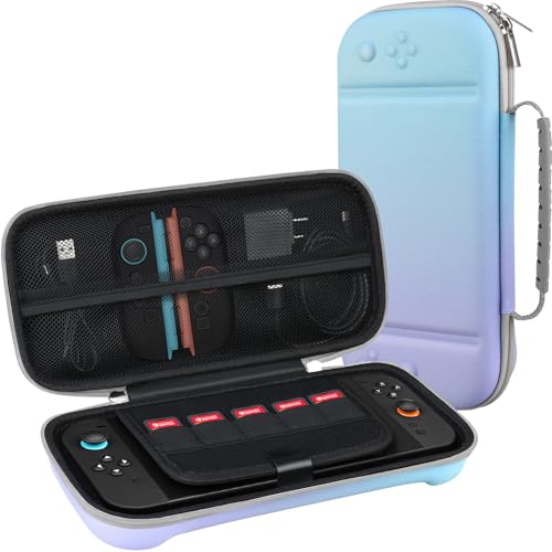 BOVKE Carrying Case for New 2025 Nintendo Switch 2, Switch 2 Protective Hard Travel Bag Holder with Extra Space for Joy-Con, Cables, Games Cartridges and Accessories, Fancy Purple Blue - color: Fancy Purple Blue